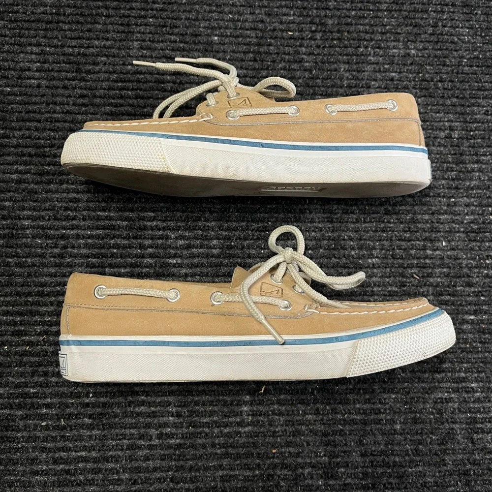 Sperry Top-Sider Boat Shoes Youth 6M Tan Leather Nautical Loafers preppy slipon